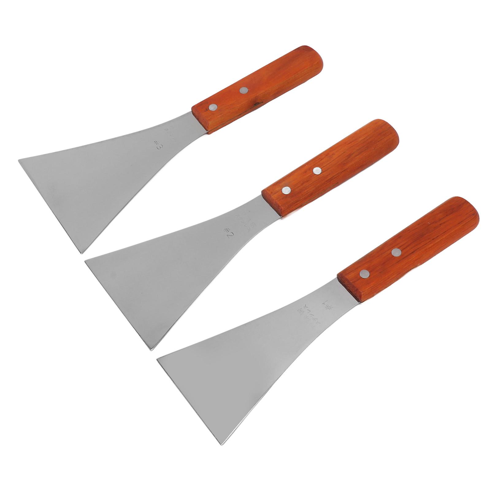 Stainless Steel Grill Spatula: Heat-Resistant and Durable Kitchen Accessory with Comfortable Wood Handle - for BBQ Grilling(Triangle Spatula L M S)