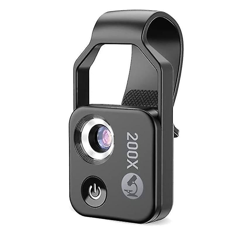 200X Cell Phone Microscope Accessory with CPL Lens, Portable Mini Digital Microscope with LED Light/Universal Clip-xdd
