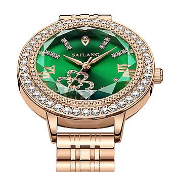 Veeki Womens Diamond Automatic Machine Rose Gold Stainless Steel Saffier Waterdicht Vrouwen WatchGP7002