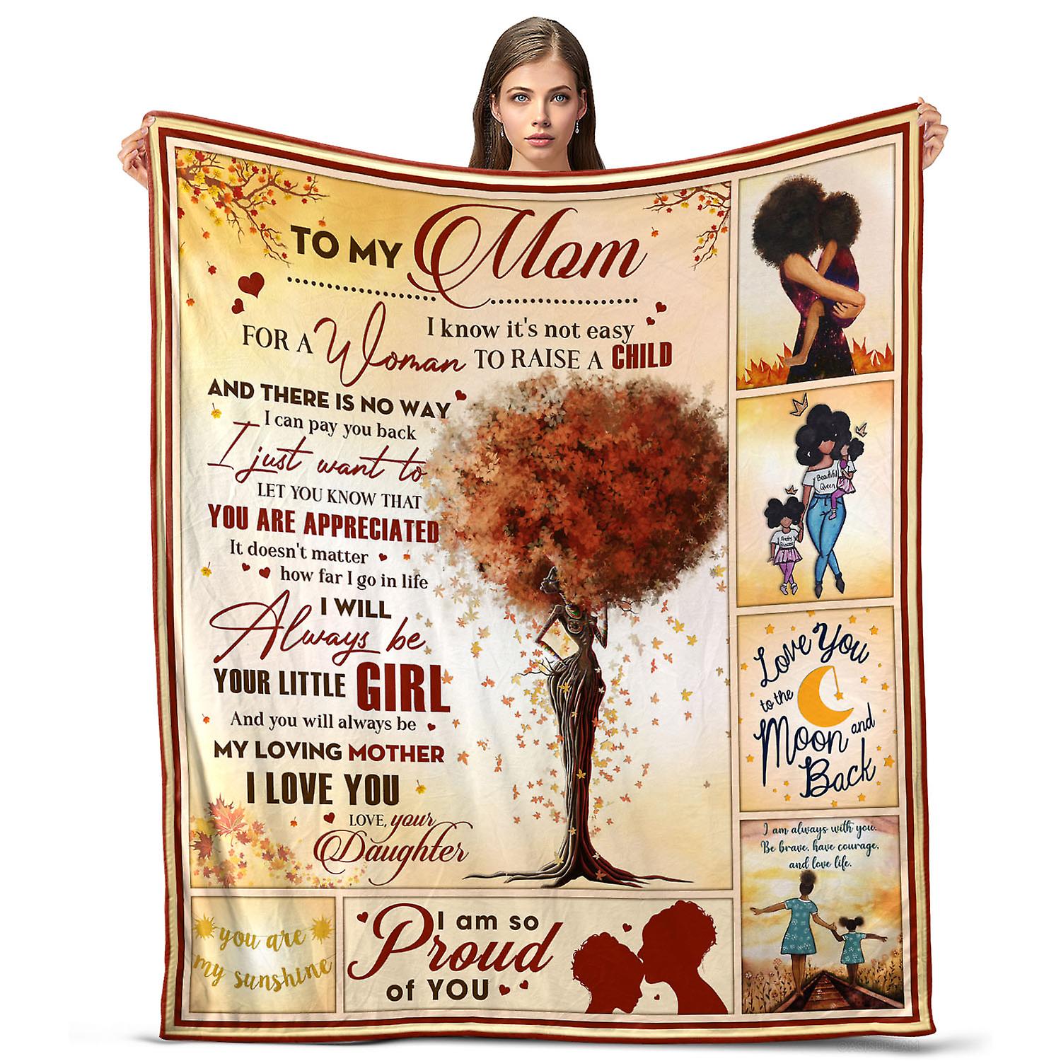 Oasisdream To My Mom Throw Blanket for Home, Travel, Office Use, Mother's Day Gift for Her from Daughter with Maple Tree Printing