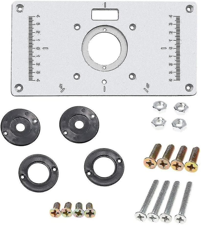 Aluminum Router Table Insert Plate with 4 Rings for Woodworking Car