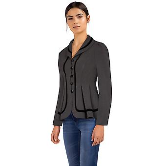 Chic Star Plus Size Velvet Trims Jacket In Gray