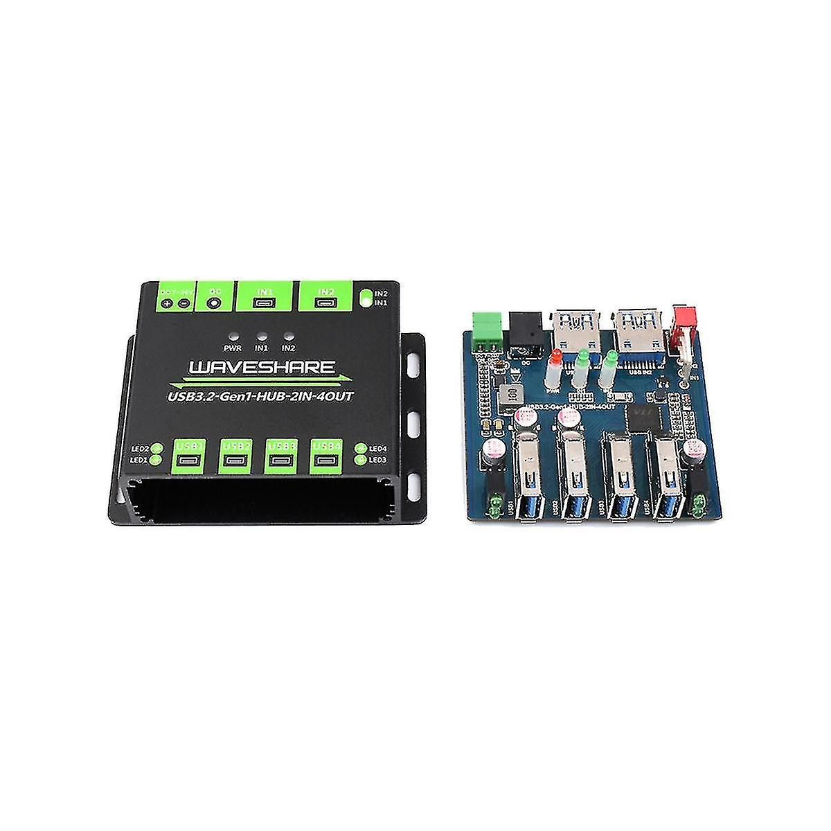 2023 New Industrial 4-way Usb3.2 Gen 1 Hub 2in-4out Dual Shared Random S Ing Multiple Protection Cir