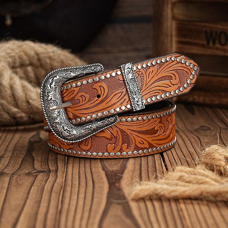 الغربية رعاة البقر بو حزام جلدي - الرجال حزام الخصر الثور الديكور الأزهار محفورة للجينزأحزمة