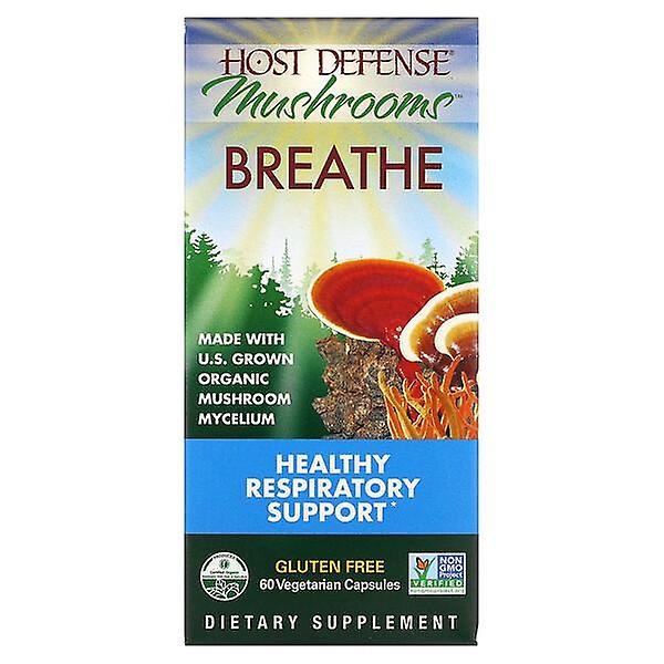 Fungi Perfecti Host Defense, Host Defense Mushrooms, Breathe, Healthy Respiratory Support, 60 Vegeta
