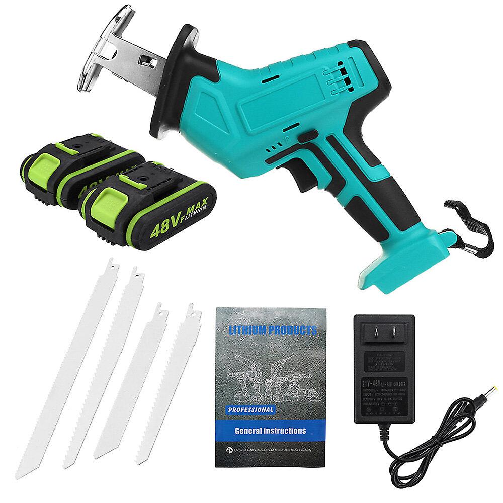 48V 1/2 Battery Rechargeable Cordless Reciprocating Saw Jigsaw+blades/led Light