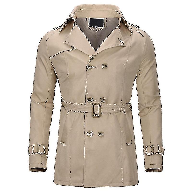 Heren Double-breasted Solid Lapel Trenchcoat-ylmyFit