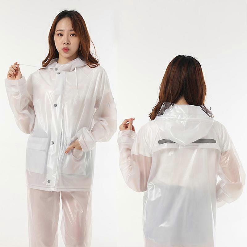 Vandtæt split regndragt udendørs cykling åndbar regnfrakke regnbukser kit til mænd og kvinder hvid L