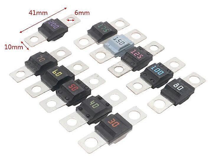 10pcs/Lot 32V DC Car Scrap Bolt Slow Fuse Midi Series Small Auto Insurance 30A 40A 50A 70A 80A 100A 125A 150A 175A 200A