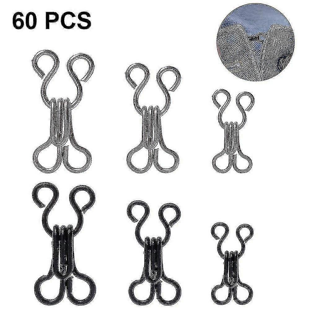 60 Pairs Sewing Hook And Eye Fastener Bra Hooks Sewing Hook