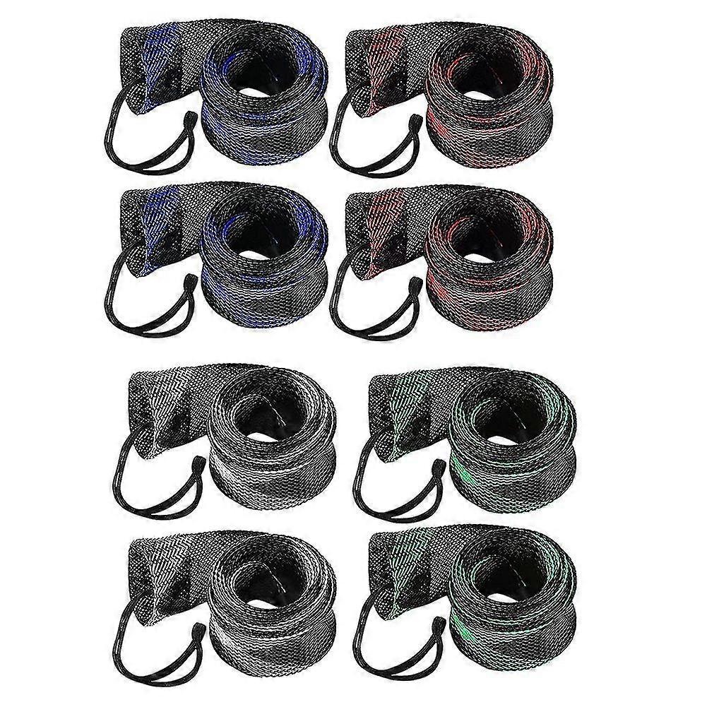 8 قطع الصيد رود كم جورب ، الصيد رود غطاء قابل للتطوير مضفر شبكة رود كم أدوات الصيد الوصول