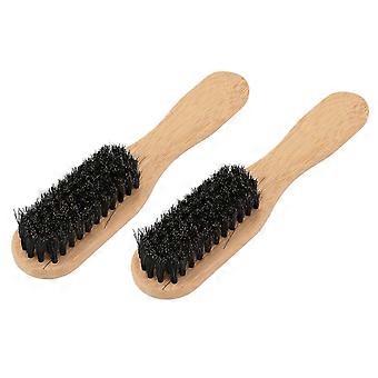 2PCS Beard Brush Fine Bristles Bamboo Handle Portable Facial Hair Comb Brush for Travel Daily Care