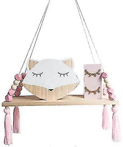 wall shelf, hanging tassel wooden wall shelf