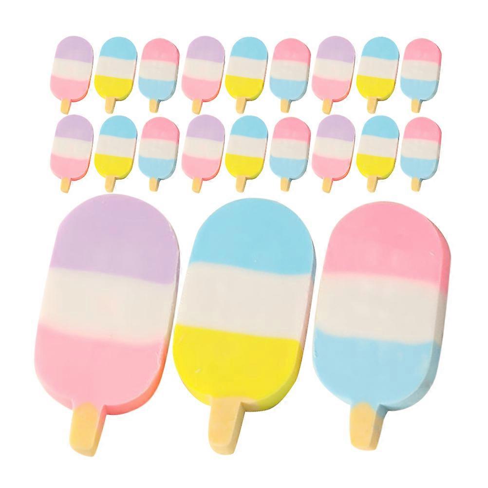 24pcs Delicate Erasers Portable Ice Cream Erasers Cartoon Pencil Erasers Stationery Accessory