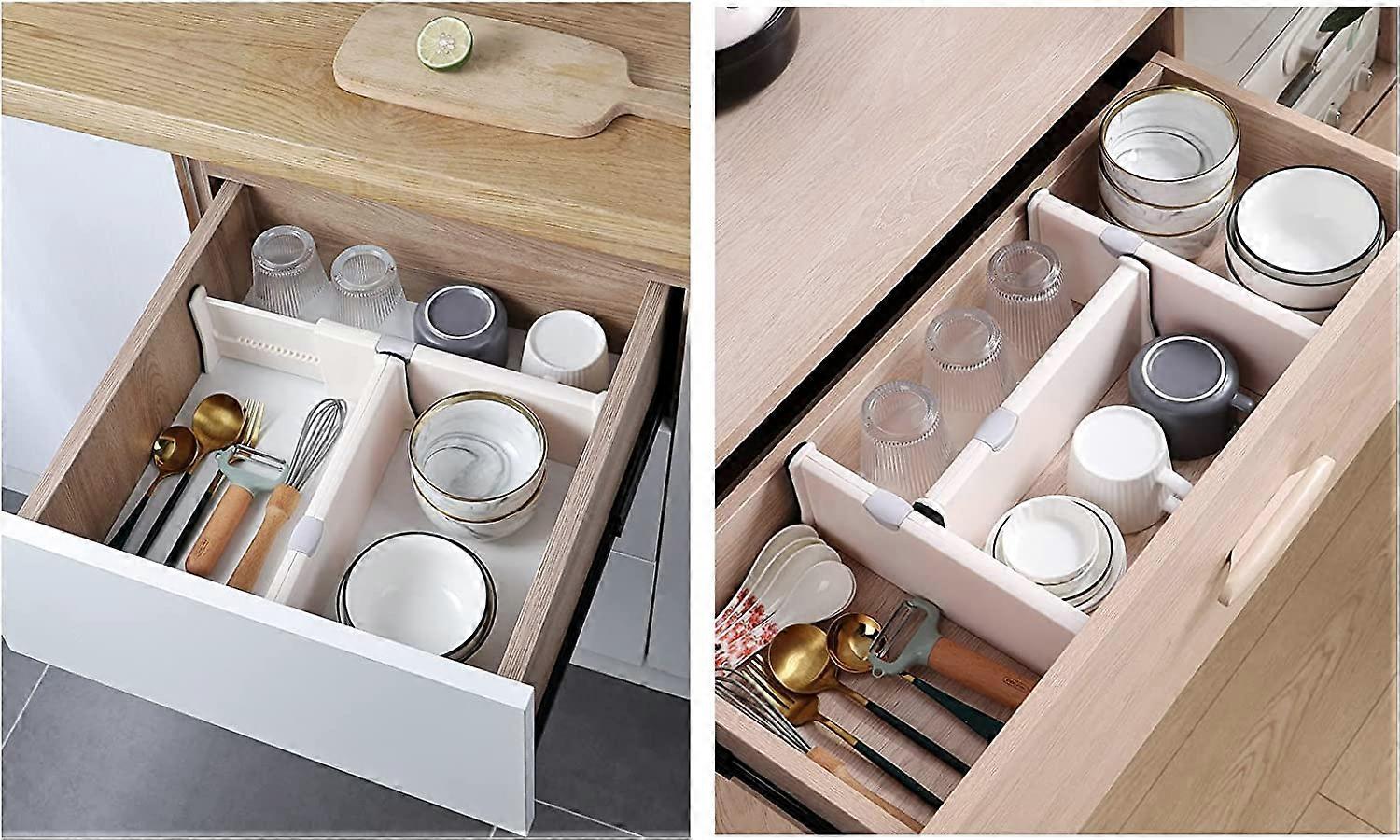 Schubladen-Organizer-Set (4 Stück) – Erweiterbar, Verstellbar | Für Küche, Bad, Büro & Schminktisch