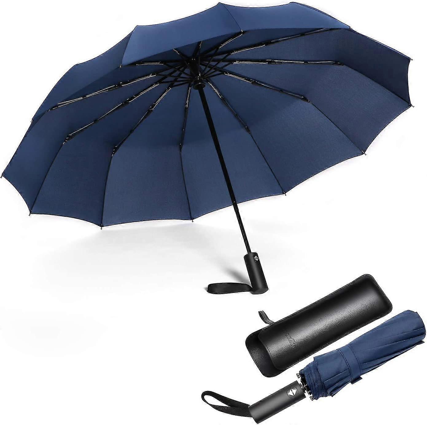 12 Rippen Taschenschirm Winddicht Compact Travel, Auto Open/Close Große Regenschirme mit Teflonmantel -NMAOV