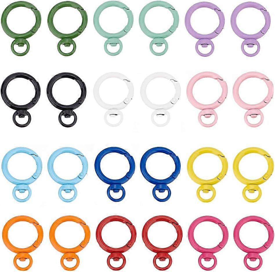 24pcs Colorful Swivel Clasps 12 Colors 1.1 Inch Keychain Ring Buckles Alloy Round Spring Snap Hooks Clip O Rings Buckles Clips Trigger for Keychain La