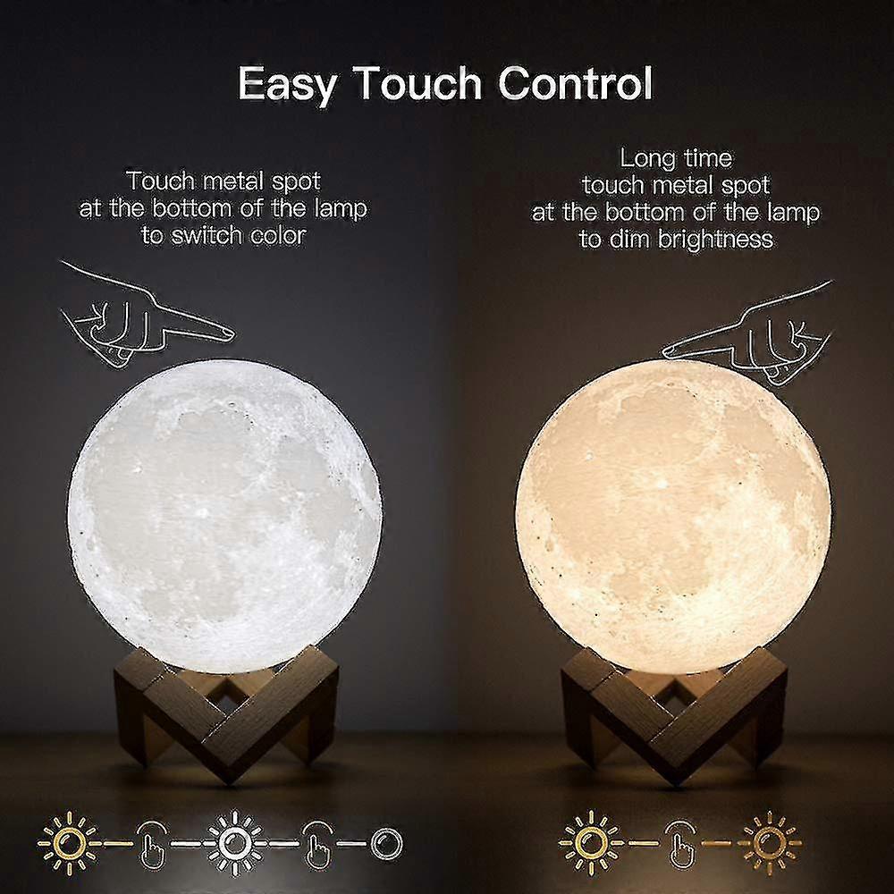 Recarregável 3D Print Moon Lamp USB LED Luz Noturna Creative Touch Switch Luz da Lua para Decoração do Quarto Aniversário NS2