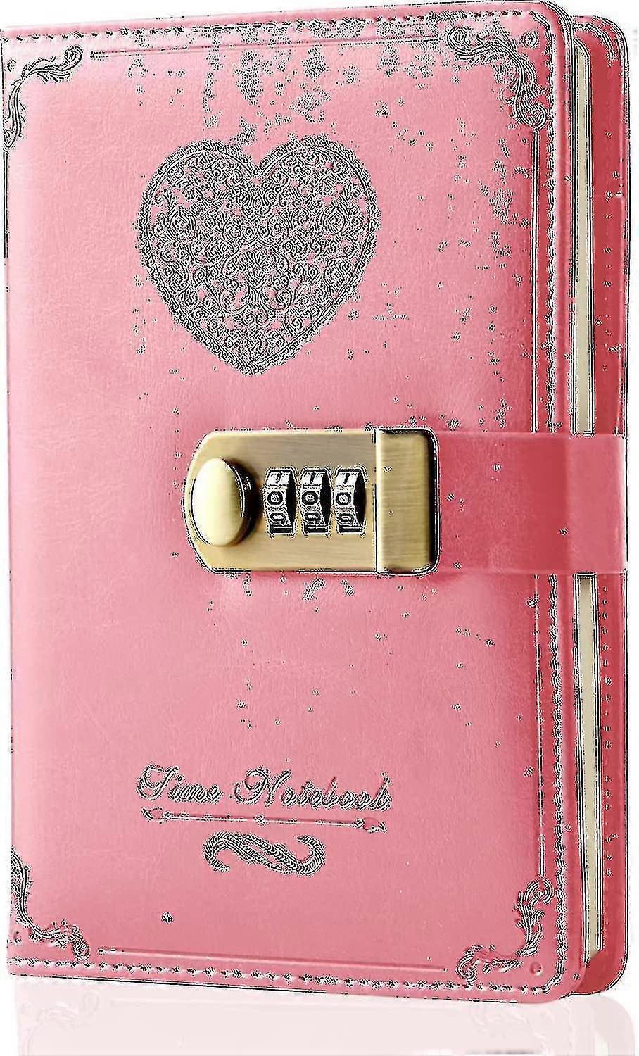 Diary With Lock For Girls - Leather Password Locking Journal Cute Secret Diaries Notebook With Combination Lock For Women Adults B6