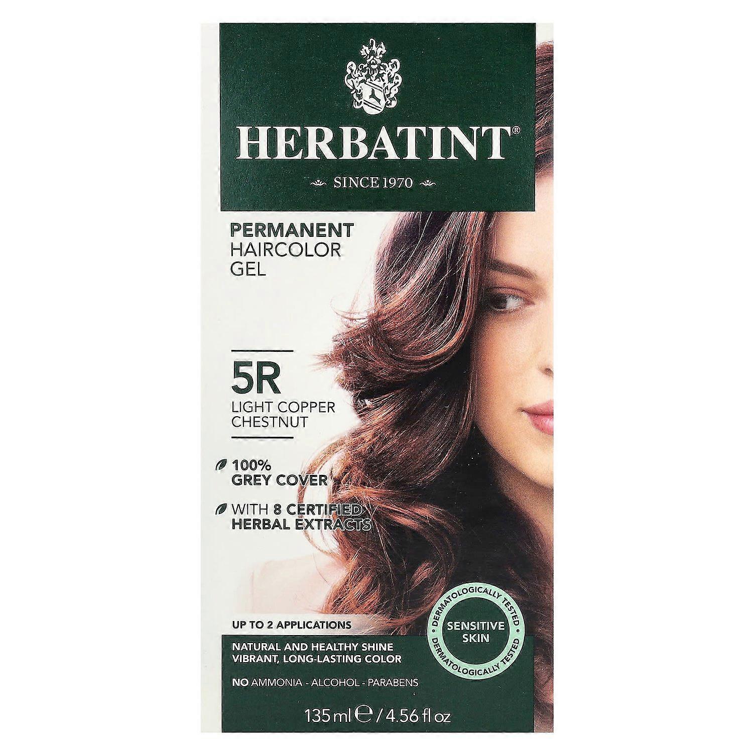 Herbatint, Permanent Haircolor Gel, 5R Light Copper Chestnut, 4.56 fl oz (135 ml)