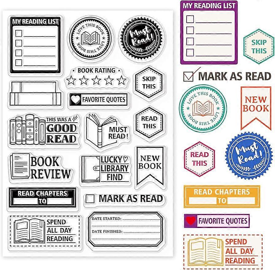 Book Reading Label Clear Stamps Mini Art Label Silicone Clear Stamp