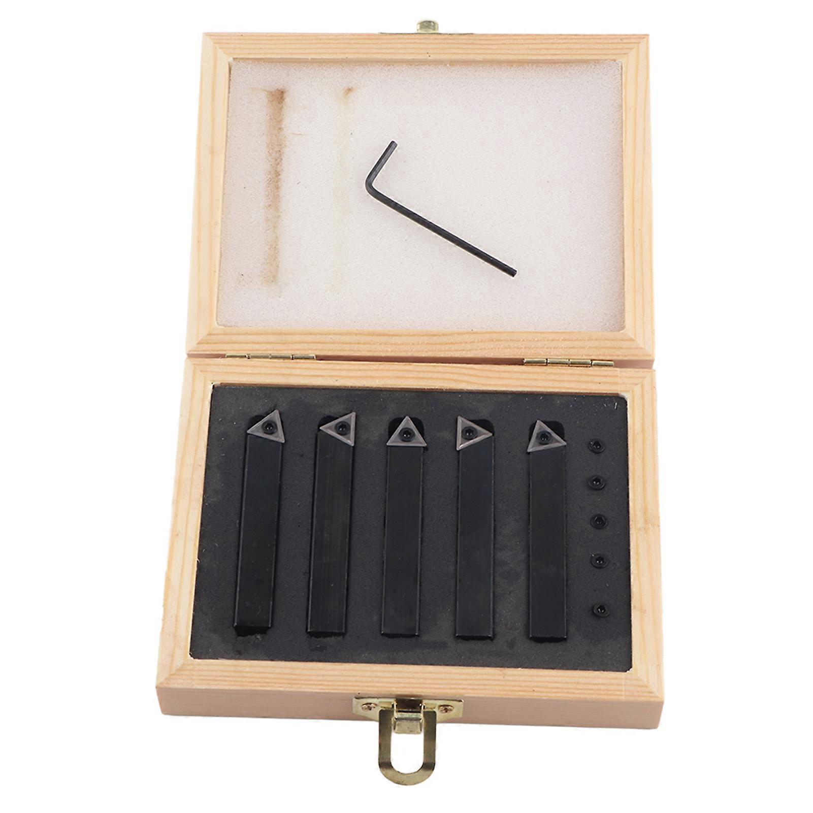 5Pcs 3/8in Indexable Turning Tool Set Cemented Carbide Machining Lathes Cutting Facing Tools
