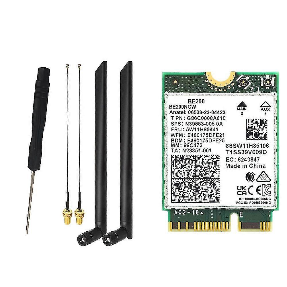 Wifi 7 Be200 Be200ngw Wifi Card+8db Antenna Bt 5.4 802.11ax Tri-band M.2 Ngff Wireless Network Adap