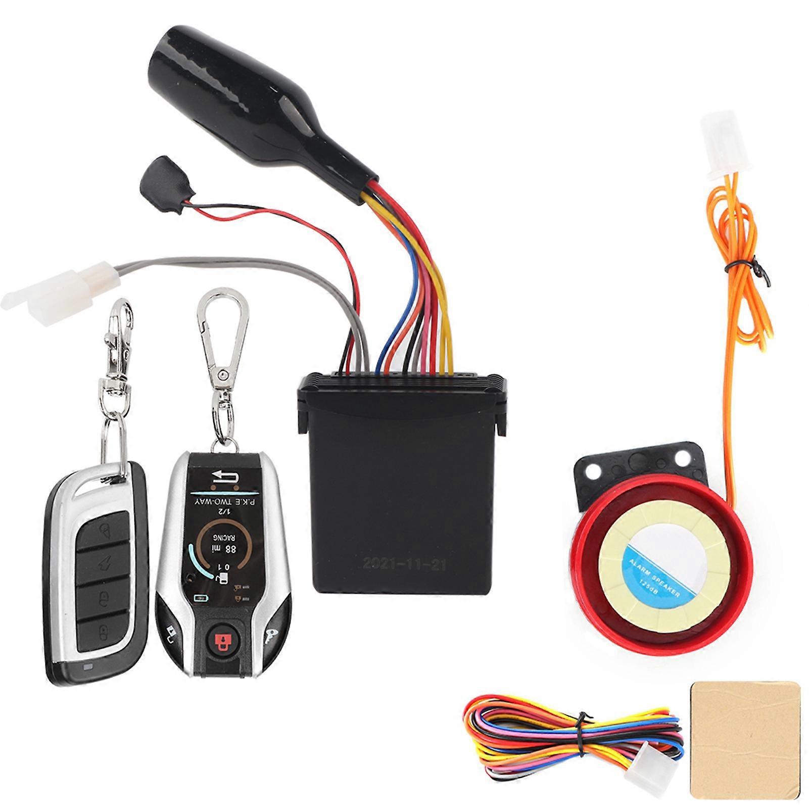105-125dB Motorcycle 2 Way Remote Alarm Horn Waterproof Security System with Engine Start