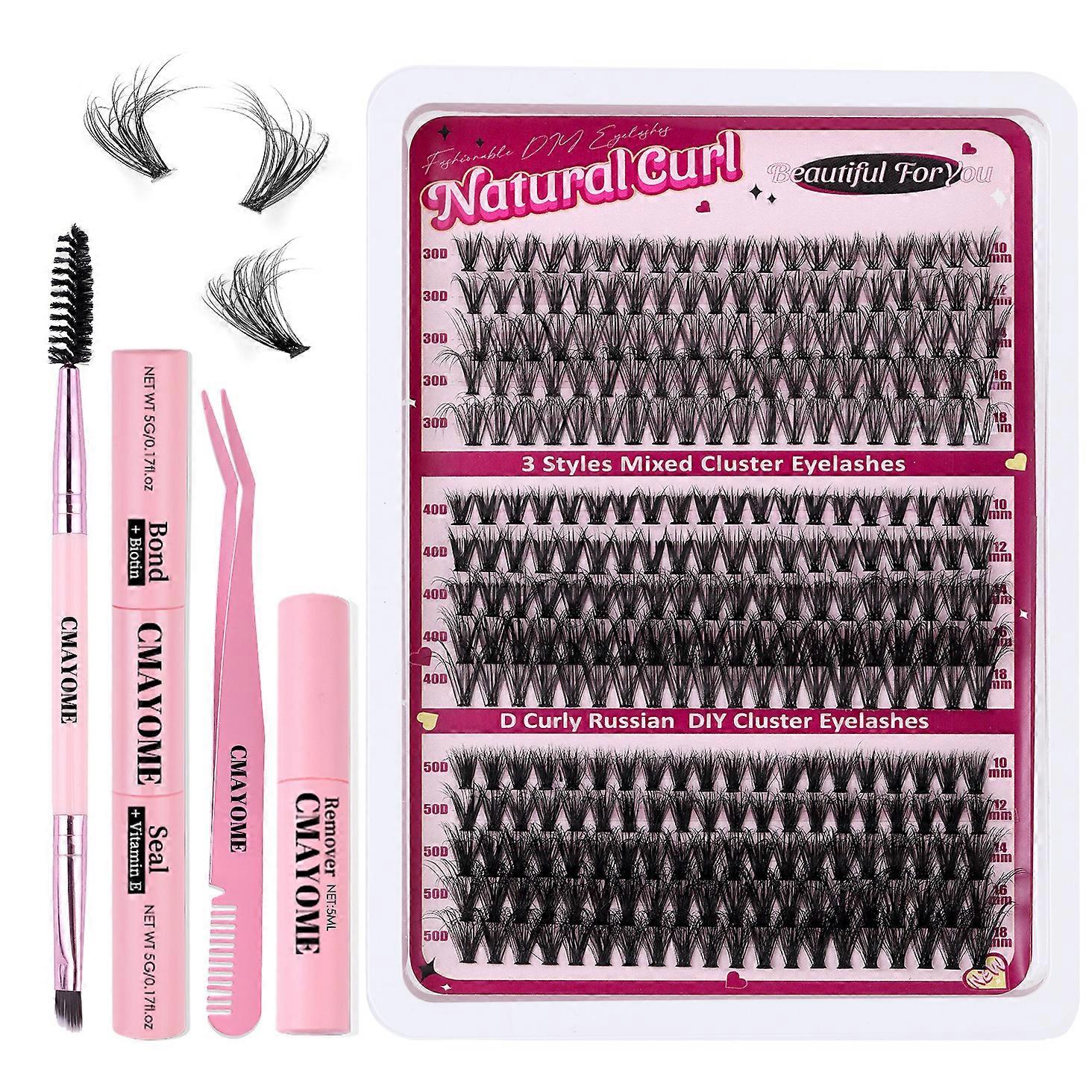 Eyelash Extension Kit 300pcs Individual Eyelashes Kit Cluster Lashes Individual CLuster 10-18mm