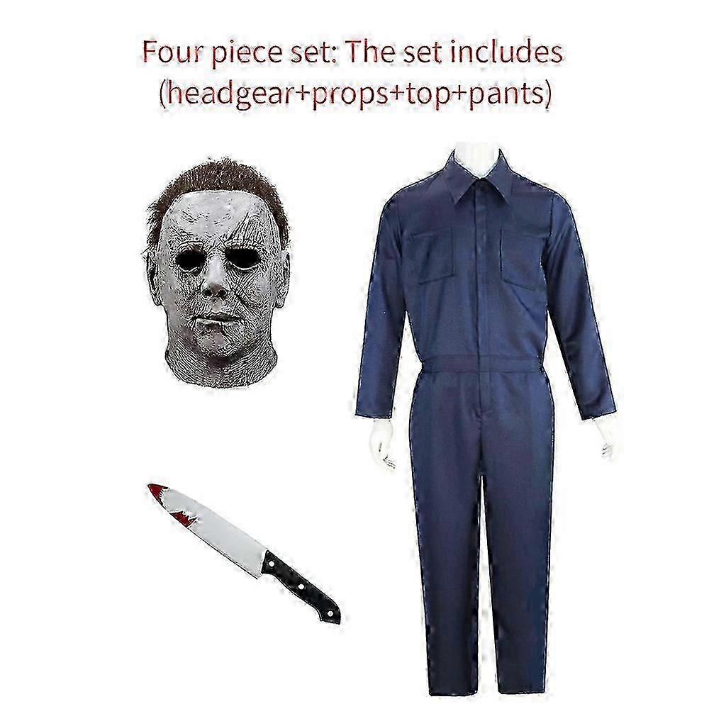 2024 Ενήλικας Michael Myers Cosplay Κοστούμι Μάσκα Στηρίγματα Απόκριες Ολόσωμη φόρμα Στολές τρόμου Αιματηρός δολοφόνος Καρναβάλι πάρτι Κοστούμι για άνδρες
