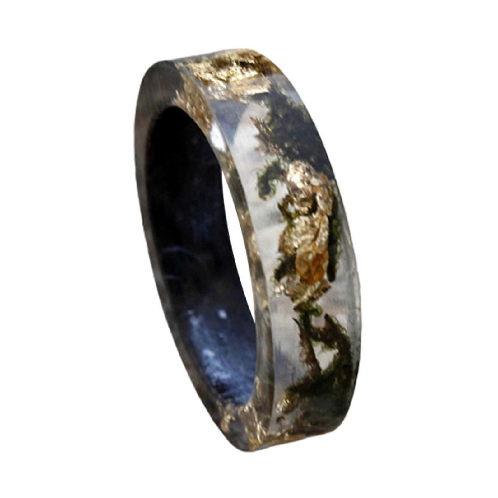 Femmes Amour Bague En Résine Bois Mode Résine Époxy Fait À La Main Avec Des Fleurs Séchées