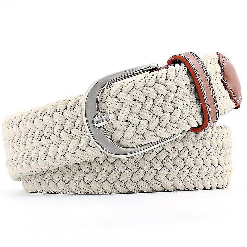 Unisex Elasticated Webbing Braided Trim Stretch Canvas Buckle Belt Tw