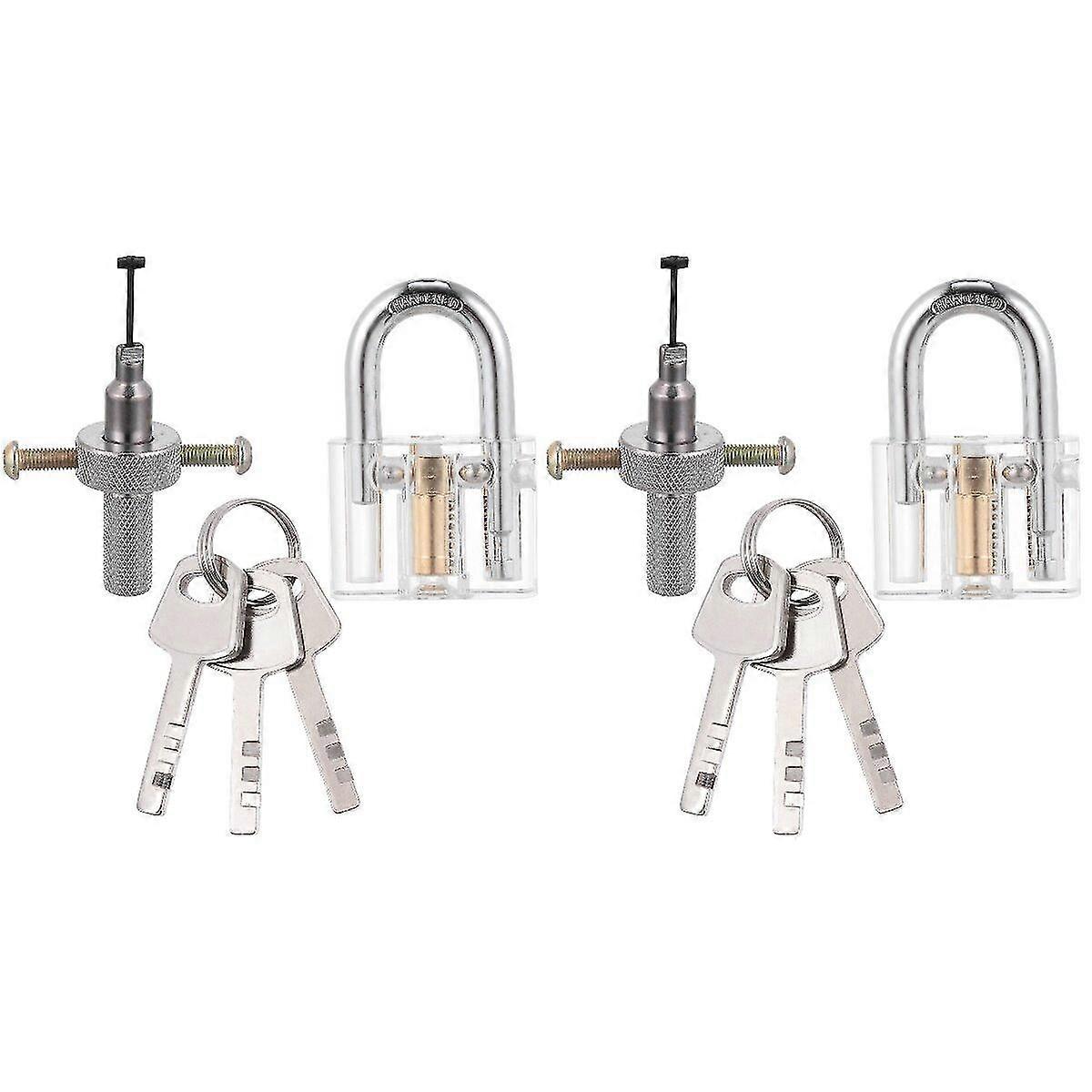 1 Set Transparent Blades Padlock With Disc Detainer Lock Pick Tools With 3 Keys