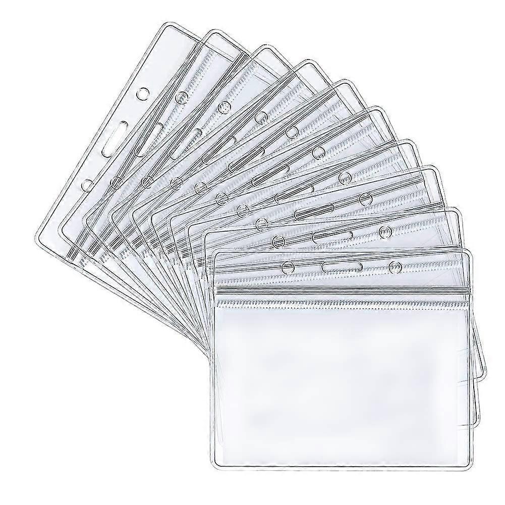 מחזיק כרטיס פלסטיק 50pcs, שקוף נקה אופקית תג מזהה מחזיק כרטיס