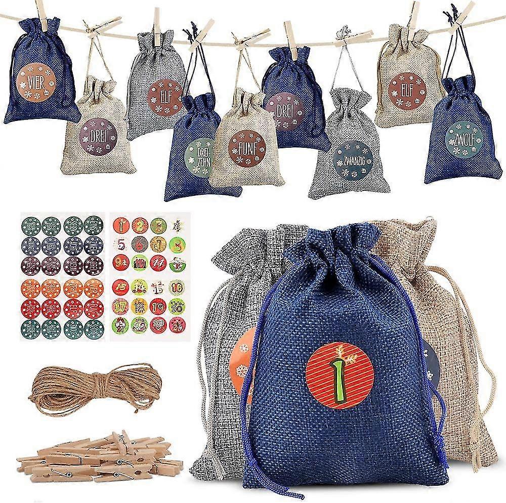 24 Advent Calendars To Fill, Christmas Gift Bags, Cloth Bags With 1-24 Advent