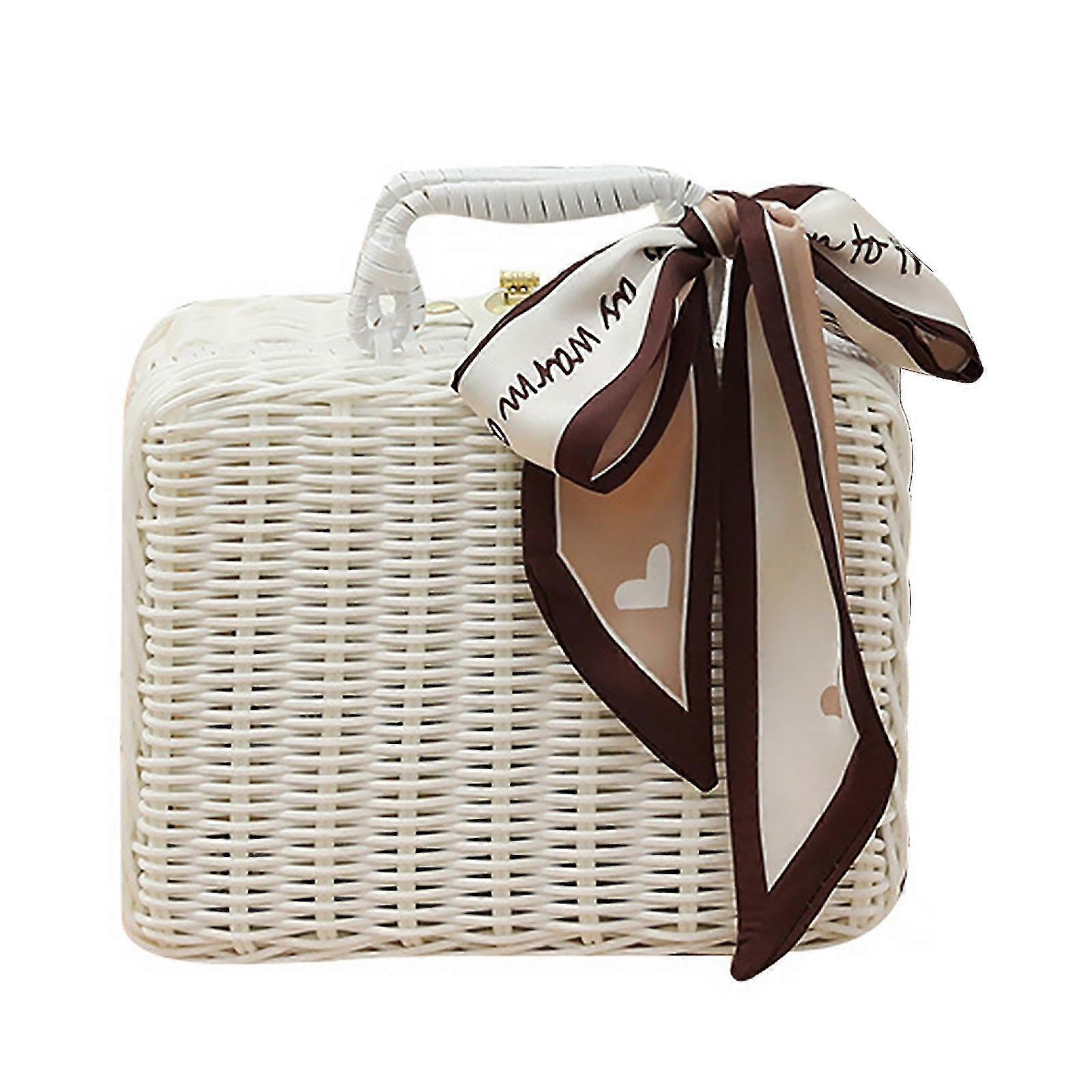 Woven Gift Basket Plant Storage Small Size Baskets Imitation Rattan Portable Rustic Wedding Bridesmaid Gifts Boxes