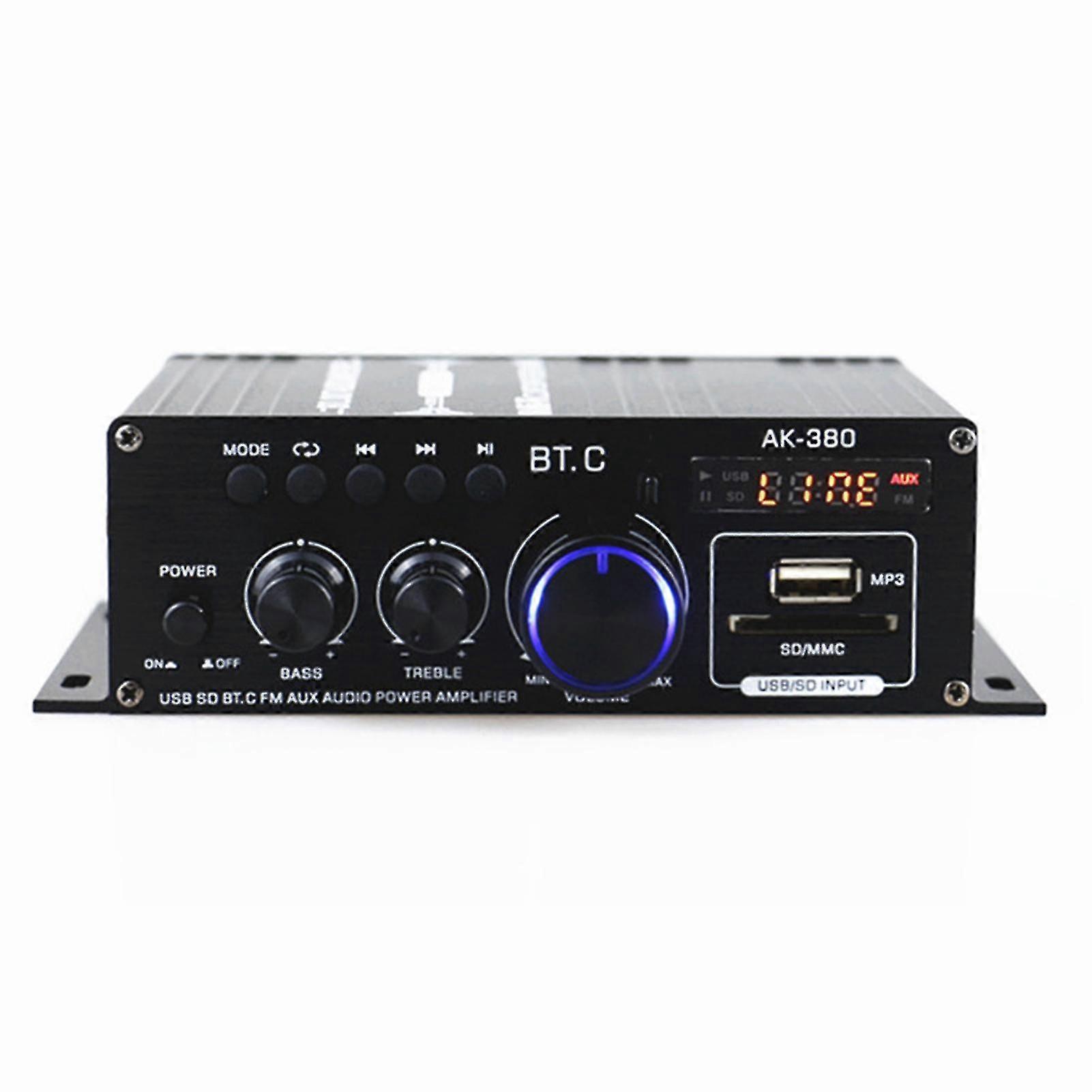 Ak380 Power Amplifier Digital Display Bluetooth-compatible 5.0 2x400w Compact 12v Home Stereo Receiver For Car