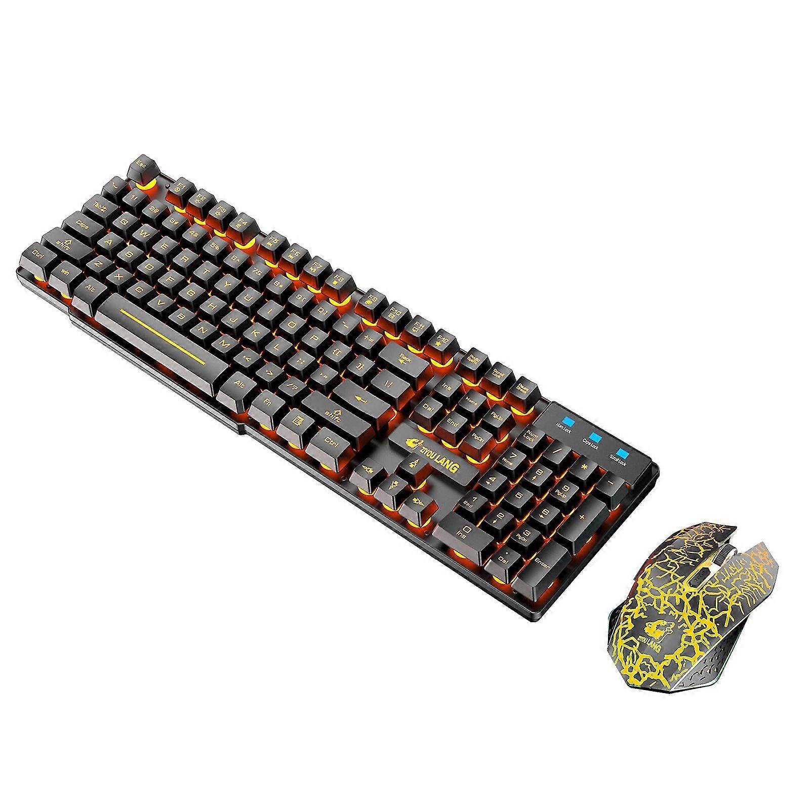 Wireless Gaming Keyboard And Mouse Combo With Rainbow Led Backlit Rechargeablle
