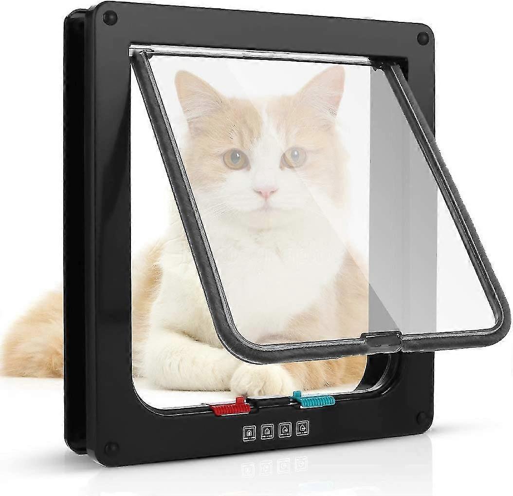 Cat Flap With 4-way Magnetic, Pet Door For Cats And Small Dogs, Cat Door With Tunnel (xl-20 X 22 X 5.5cm, Black)
