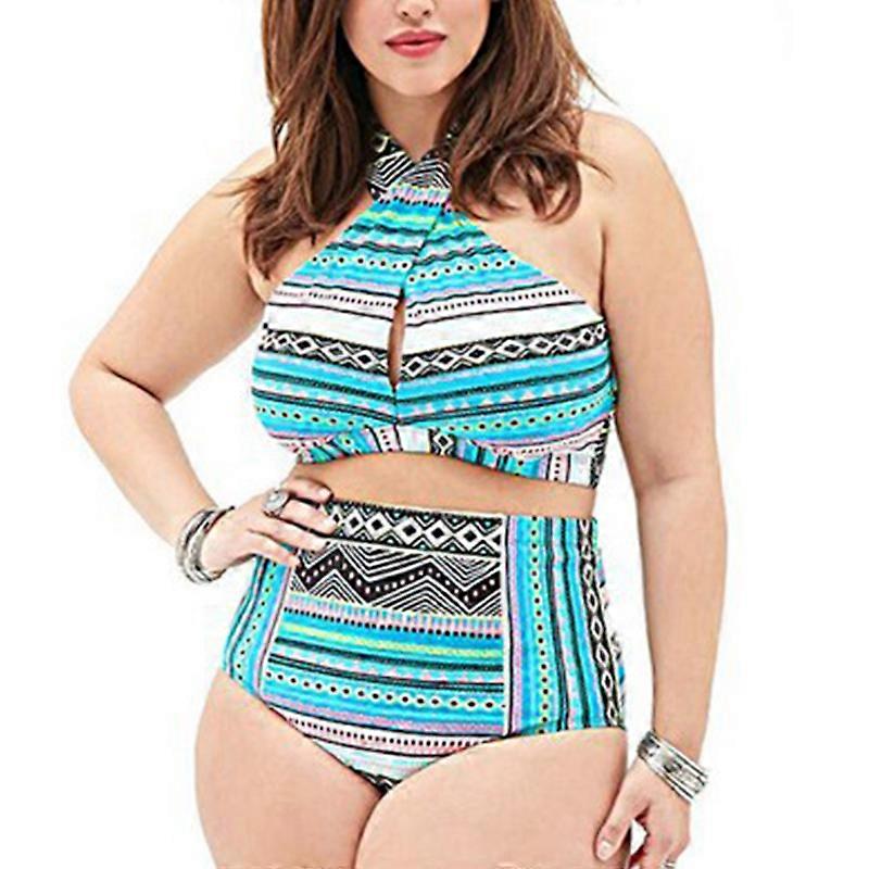 Women High Waist Bikini Push Up Padded Swimwear Boho Beachwear Swimsuit Plus Size