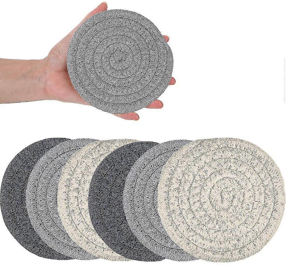 Absorbent Beverage Coasters Hand Woven Beverage Coasters 6-pack