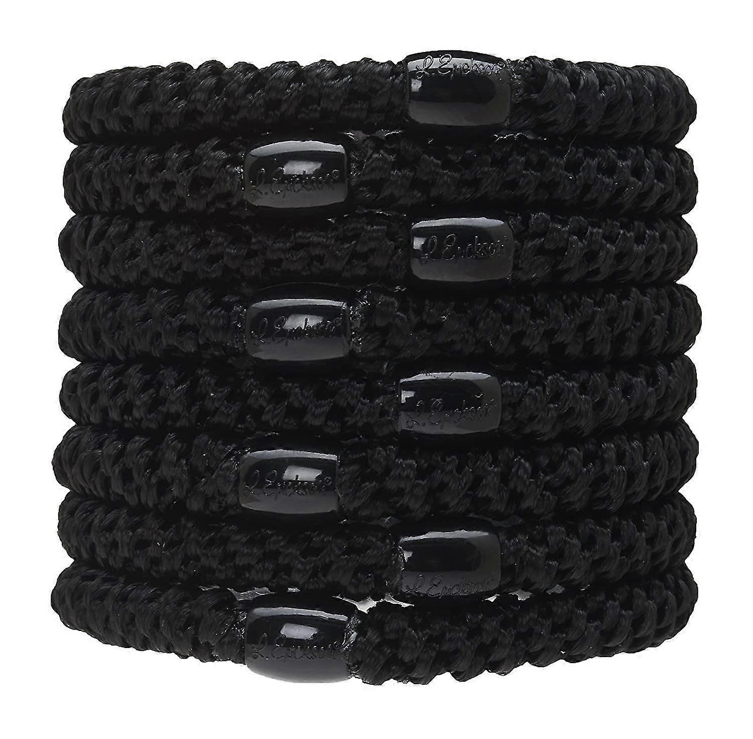 Ponytail Holders, Black, Set Of Eight