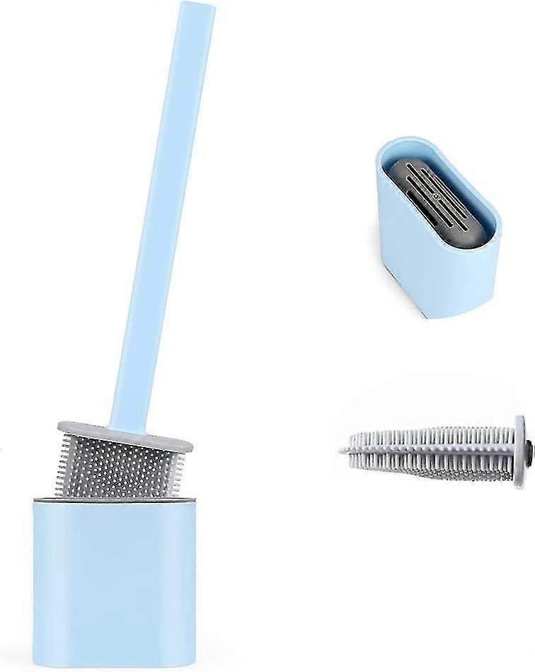 Wc Brush, Toilet Brush, Silicone Wc Brush, Suspended Scan, Brush Wc, Long With Hygienic Support With Water And Fast Drying Filter Base (blue)