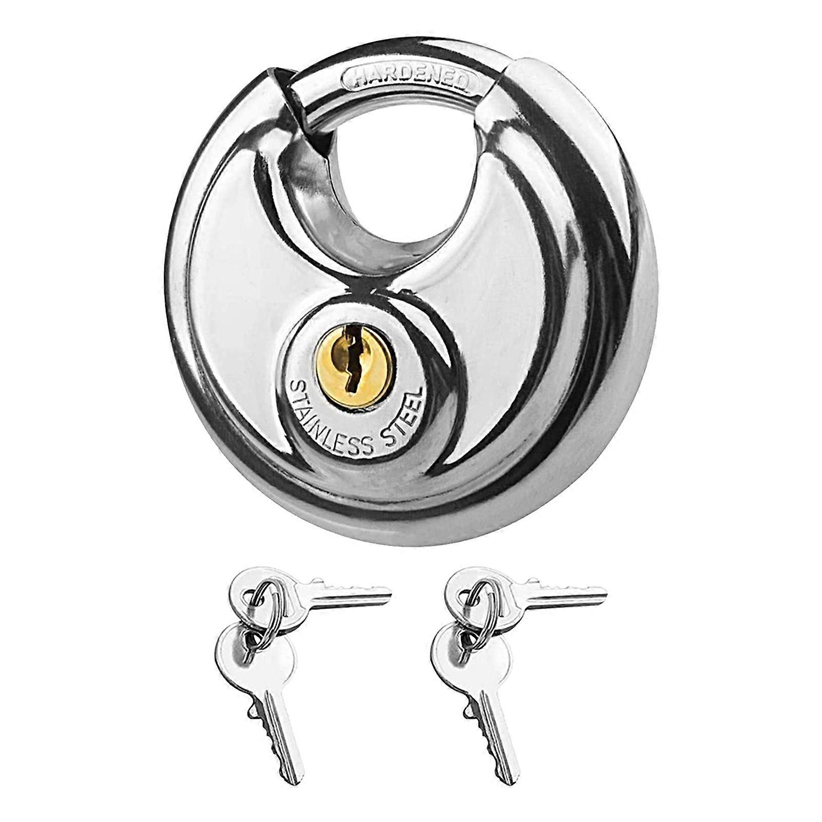 1 Set Discus Lock Solid Construction Rust-proof Metal Warehouse Door Security Lock with 4 Keys Set Home Supplies