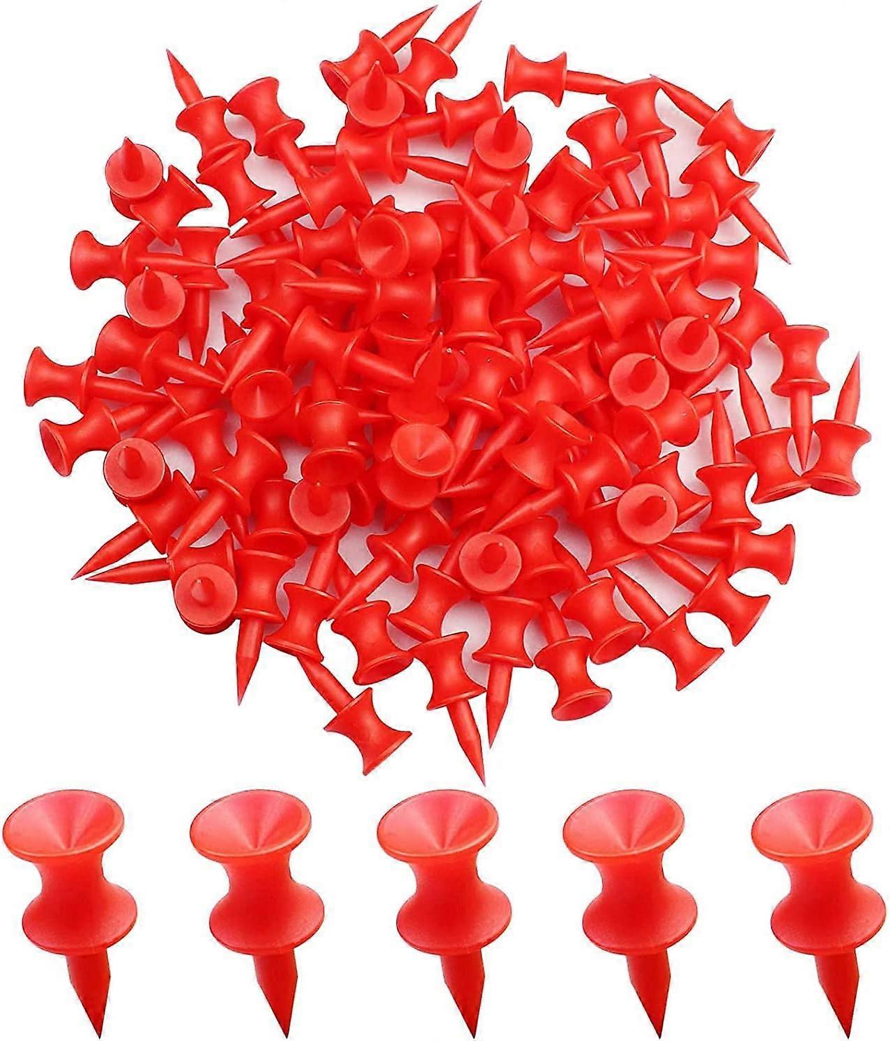 100 Red Golf Tees, Plastic Step Tees, Small Scale Tees, Golf Course Accessories
