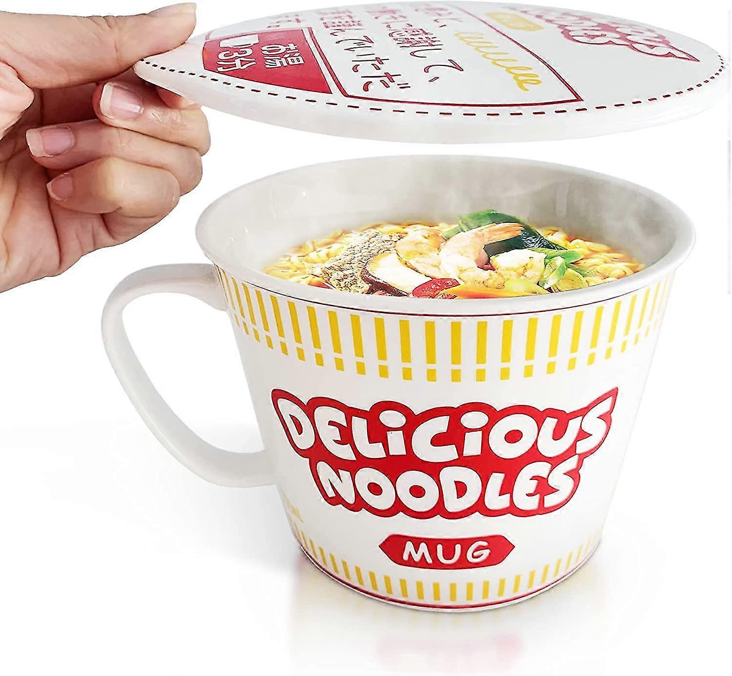 Porcelain Instant Noodle Bowl Mug With Handle 34 Oz - A Must-have Accessory For Anyone Who Loves Asian Noodles