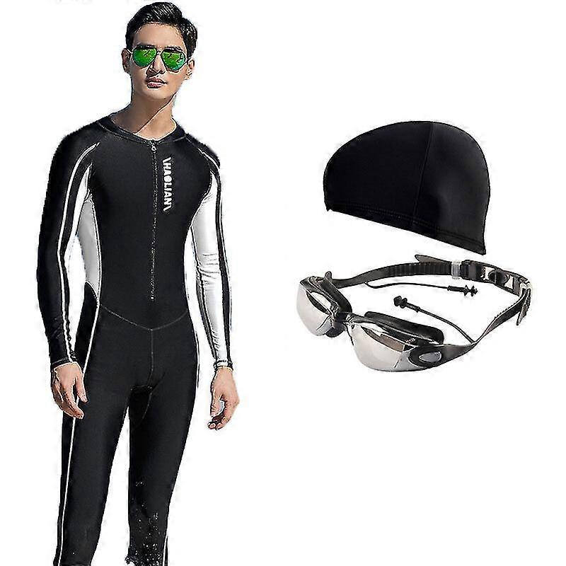Men Wetsuit 3 Pcs, Wetsuits Front Zip With Goggles And Caps