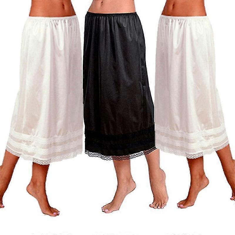 Demi-slip Jupon Satin Dentelle Femme - Long, Doux, Pour Porter Sous Les Robes Et Jupes Longues Vintage