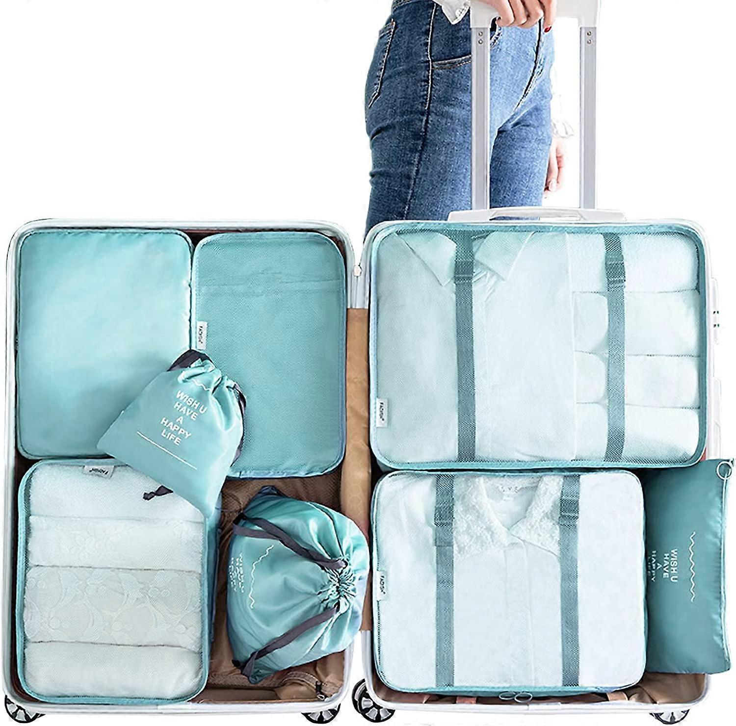 Packing Cubes for Suitcases 8Pcs Luggage Organiser Bags Travel Packing Cubes Organizer Set Packing Cubes Compression Pouches for Clothes Shoes Co