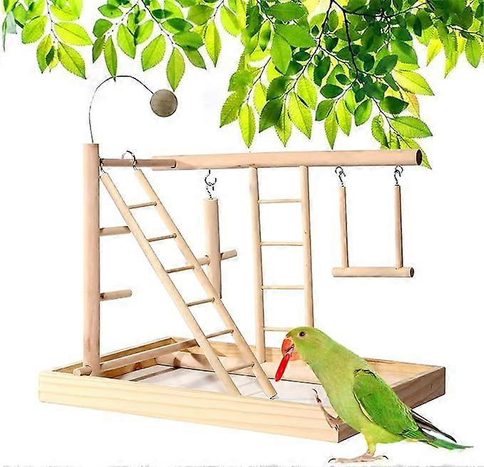 Natural Wooden Parrot Playground, Bird Rack Bird Playground Parrot Toy, Budgerigar Pigeon Coney Parrot Bird Rack for Parrots to Perch, Play, Rest, Sui